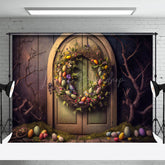 Lofaris Floral Egg Wreath Branch Door Easter Photo Backdrop